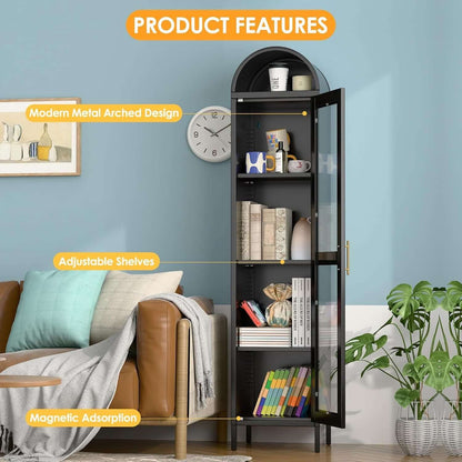 Elegant Arched Cabinet – Modern Metal Glass Display Storage