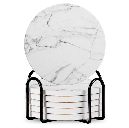 6pc Stone Coaster – Natural Drink Coasters Set for Home & Bar