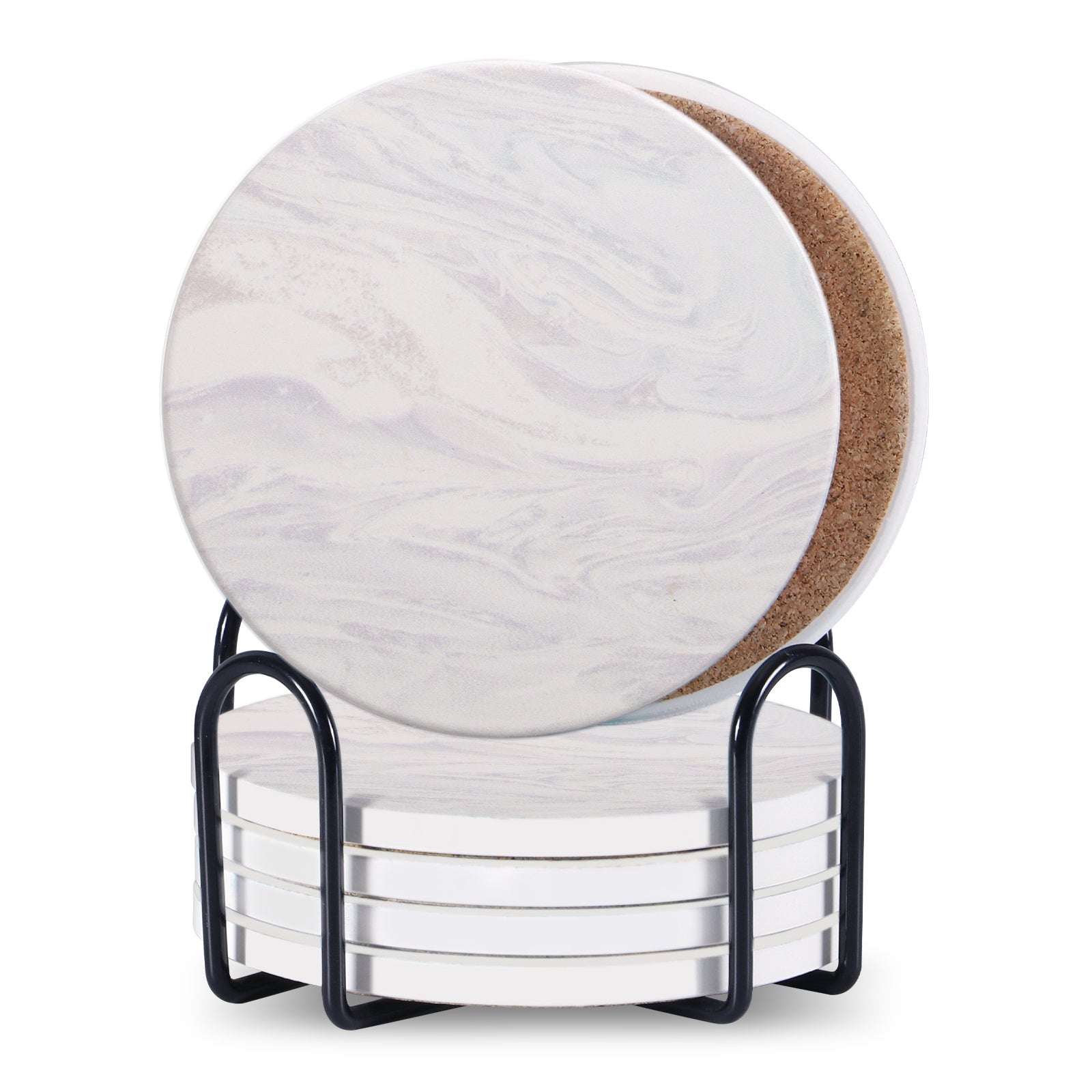 6pc Stone Coaster – Natural Drink Coasters Set for Home & Bar
