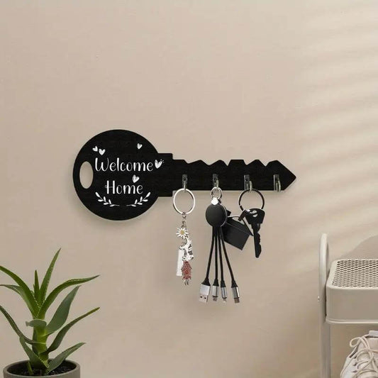 Vintage Wood Key Shaped Wall Decor – Rustic Wall Accent Piece